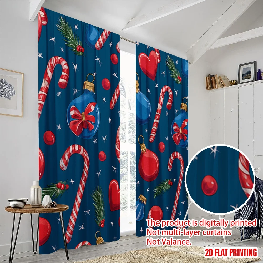 2 قطعة، ستارة نافذة مطبوعة على شكل طائرة ثنائية الأبعاد an_illustration_of_christmasf921ea1cb62a ديكورات بوليستر متينة (بدون قضيب) #5