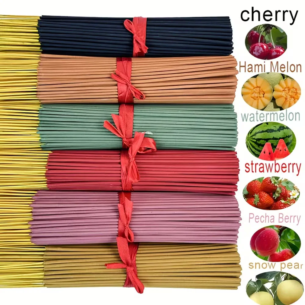 49/149/349 piezas de varillas de incienso premium con aroma a fruta mixta, que incluyen sandía, melocotón dulce, fresa de leche, pera, cereza, melón, muy adecuado para yoga, meditación, hogar, oficina, fragancia para el hogar, muy adecuada para Navidad, Pascua, el mejor fragancia de larga duración