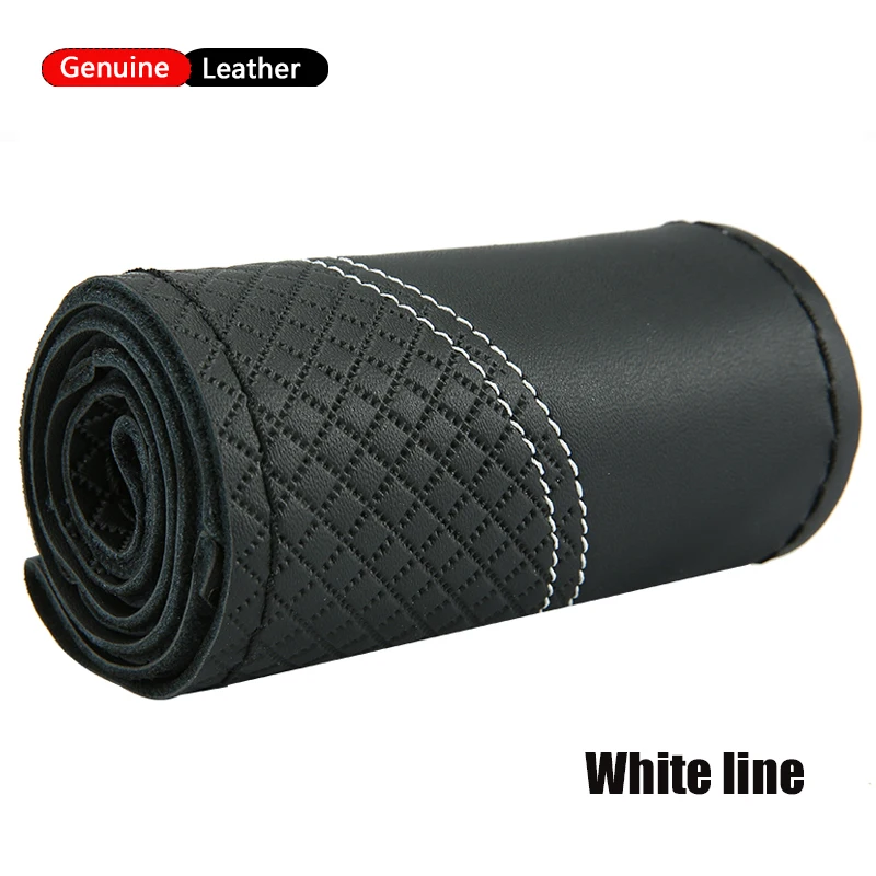 

Fashion Sports Style Car Steering Wheel Cover Genuine Leather Protector Covers Car Interior Accessories Universal Car-styling