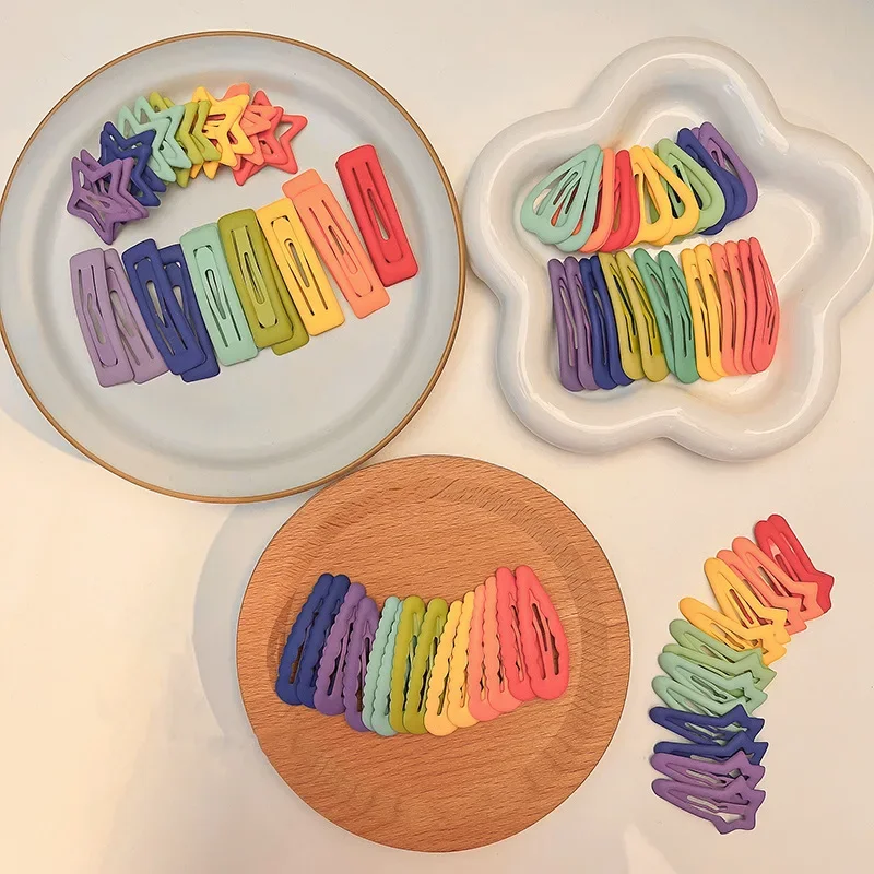 Rainbow Color Samll Size Bangs Side Clips Set Frosted Hair Clip Girls Broken Hair Fixed BB Clip Love Heart Sweet Cute Hairpins