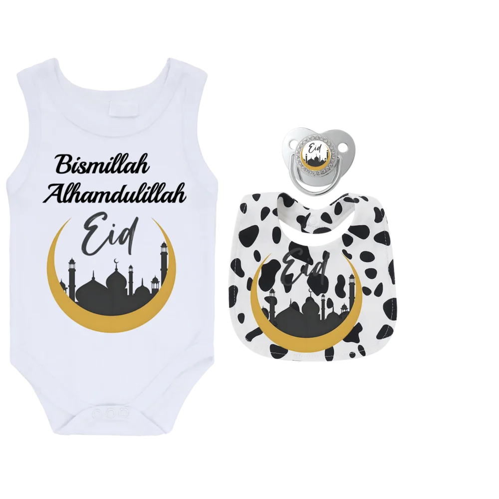Skin Care Muslim Pattern Baby Pacifier Sweet Baby Romper Suit Soft Infant Saliva Towel Stylish Newborn Matching Outfit for Daily