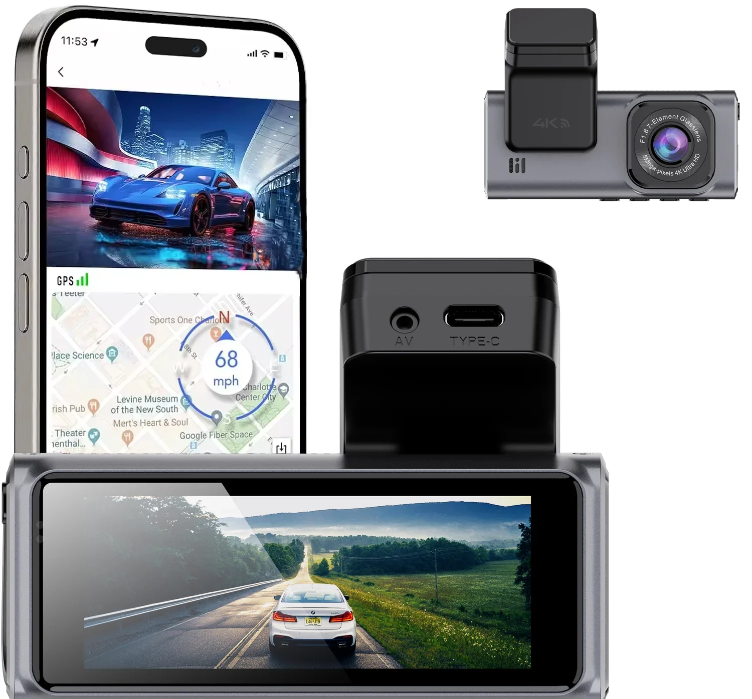 

Practical Mini 3.5-Inch Loop Recording Night Vision Wireless Reversing Driving Recorder 4k WIFI GPS Dual Lens Dvr Camera