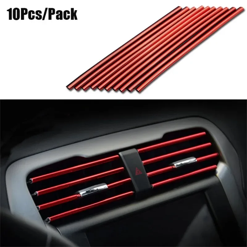 10PCS 20cm Universal Car Air Conditioner Outlet Decorative PVC Trim Decoration Strip Car Styling Accessories for All Models