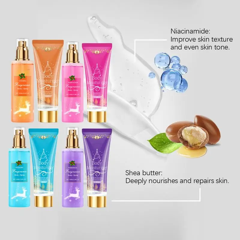 2pcs Long Lasting Fragrance Moisturizing Body Cream Christmas Women\'s Body Lotion Plant Fruit Scent Fragrance Body Mist 100ml