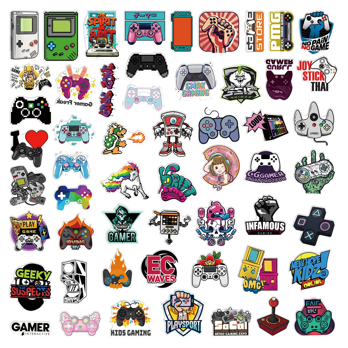 50PCS Cartoon Nostalgia Game Console Sticker  Graffiti iPad Mobile Phone  Helmet DIY Wall Sticker Toy Decoration