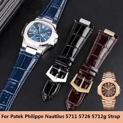 25X13mm Notch Genuine Leather Watch Strap + Connector For Patek Philippe Nautilus 5711 5726 5712g Watchband Wristband Bracelet
