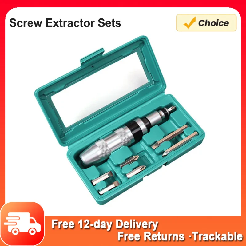 Hand Impact Driver 8pcs Screw Extractor Set Hammer Impact Screwdriver For Removing Damaged Frozen Rusted Screws and Fasteners