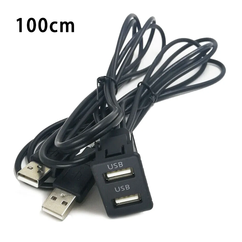 1pcs 100cm Car Dash Flush Mount AUX USB Port Panel Car Boat Dual USB Extension Cable Adapter For Toyota For Mitsubishi Parts