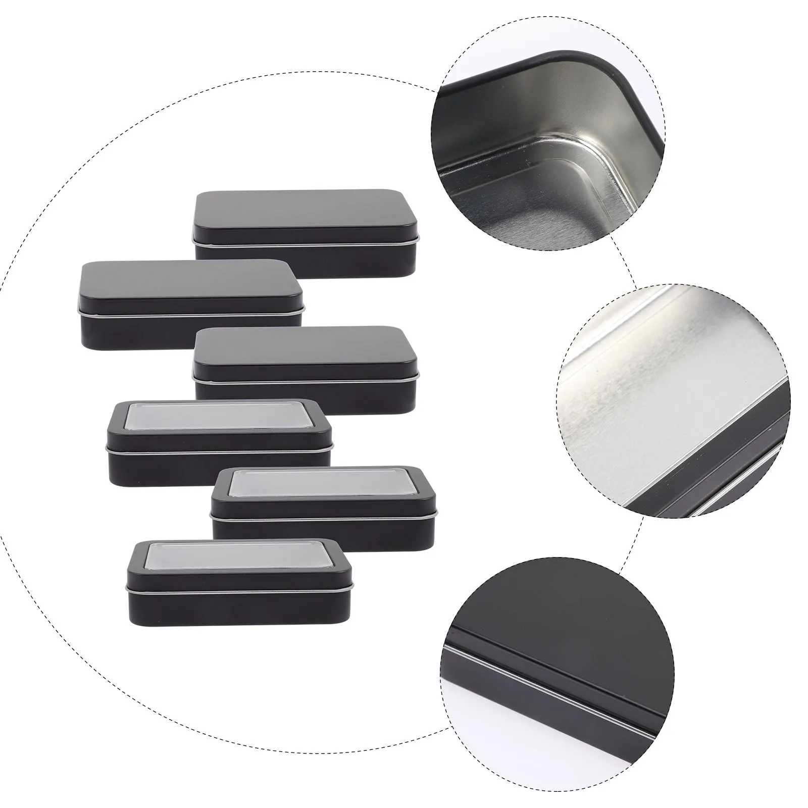 6Pcs Card Decks Tinplate Storage Box Cards Organizer Game Card Holder Compact Case for Playing Cards Small Items Travel Use