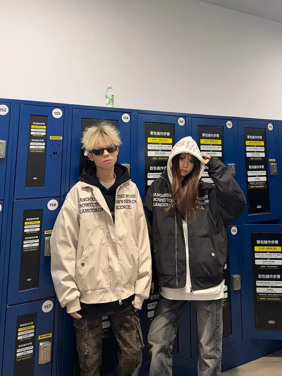 

Retro American Embroidered Letter Stand Collar Flight Jaet Men's Women's Spring Autumn Versatile Couple's Outerwear Trendy