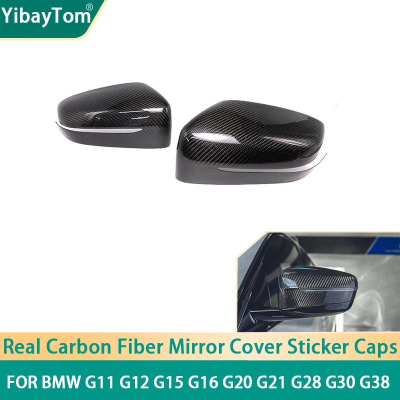 

2pcs Real Carbon Fiber Side Mirror Cover Cap Sticker Add-on For BMW G11 G12 G15 G16 G20 G21 G28 G30 G38 only for left hand drive