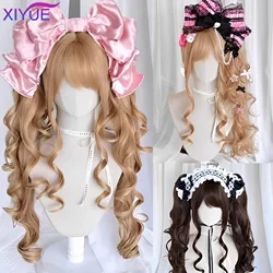 Synthetic Princess Cut Double ponytail Lolita Wig with Bangs Girl Ombre Blonde brown Cosplay Halloween Harajuku wig