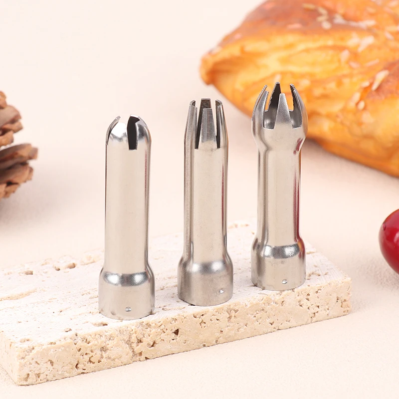 3Pcs/Set Stainless Steel Durable Safe Cream Nozzle Cake Decoration Baking Nozzle DIY Cake Decorating Set Cream Dispenser Baking