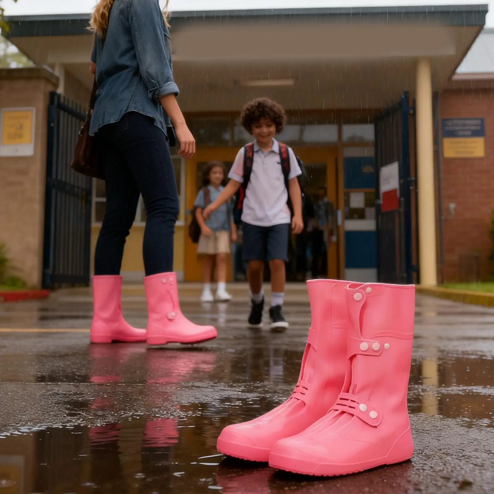 레인 슈즈 커버 1쌍 재사용 가능한 실리콘 신축성 레인 부츠 커버 방수 눈 진흙 겨울 여름 여행 정원용