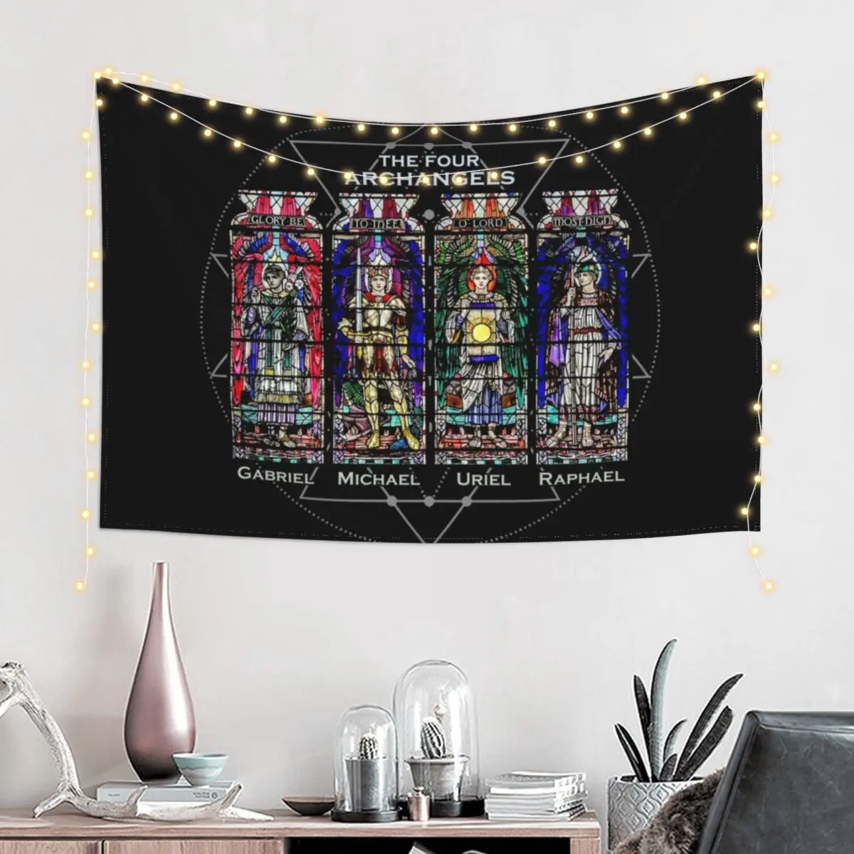 The Four Archangels- Michael, Gabriel, Uriel, Raphael. Religion Christianity Angel Saints Church Tapestry