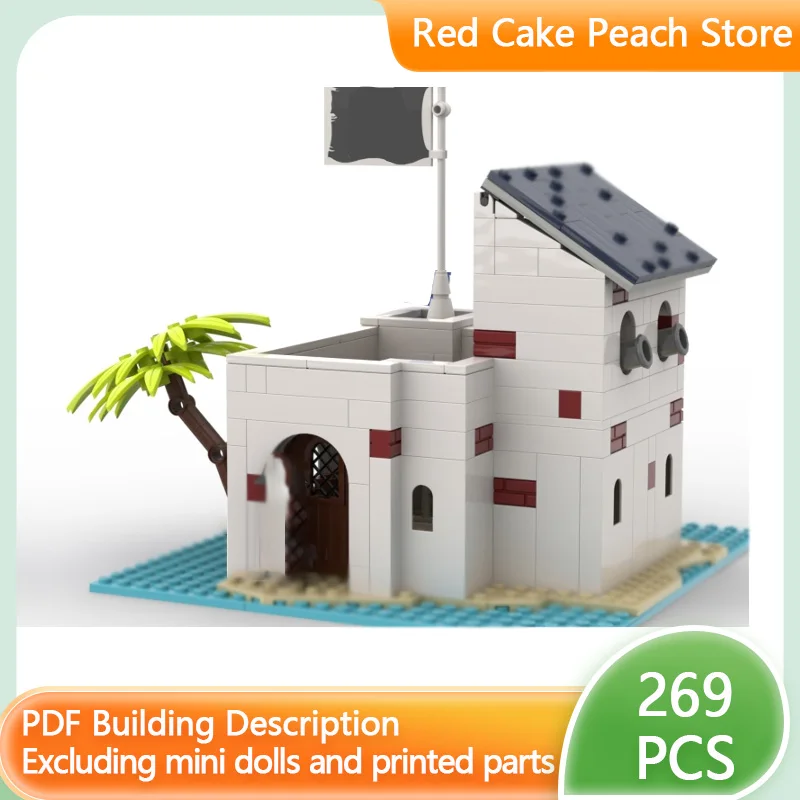 

Модель средневекового замка MOC, конструктор из строительных блоков, форт на острове, модульная технология, детские праздничные подарки, игрушки для сборки, набор