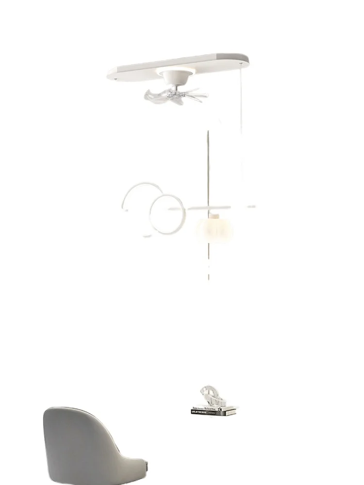 

Simple dining table light frequency conversion silent fan light