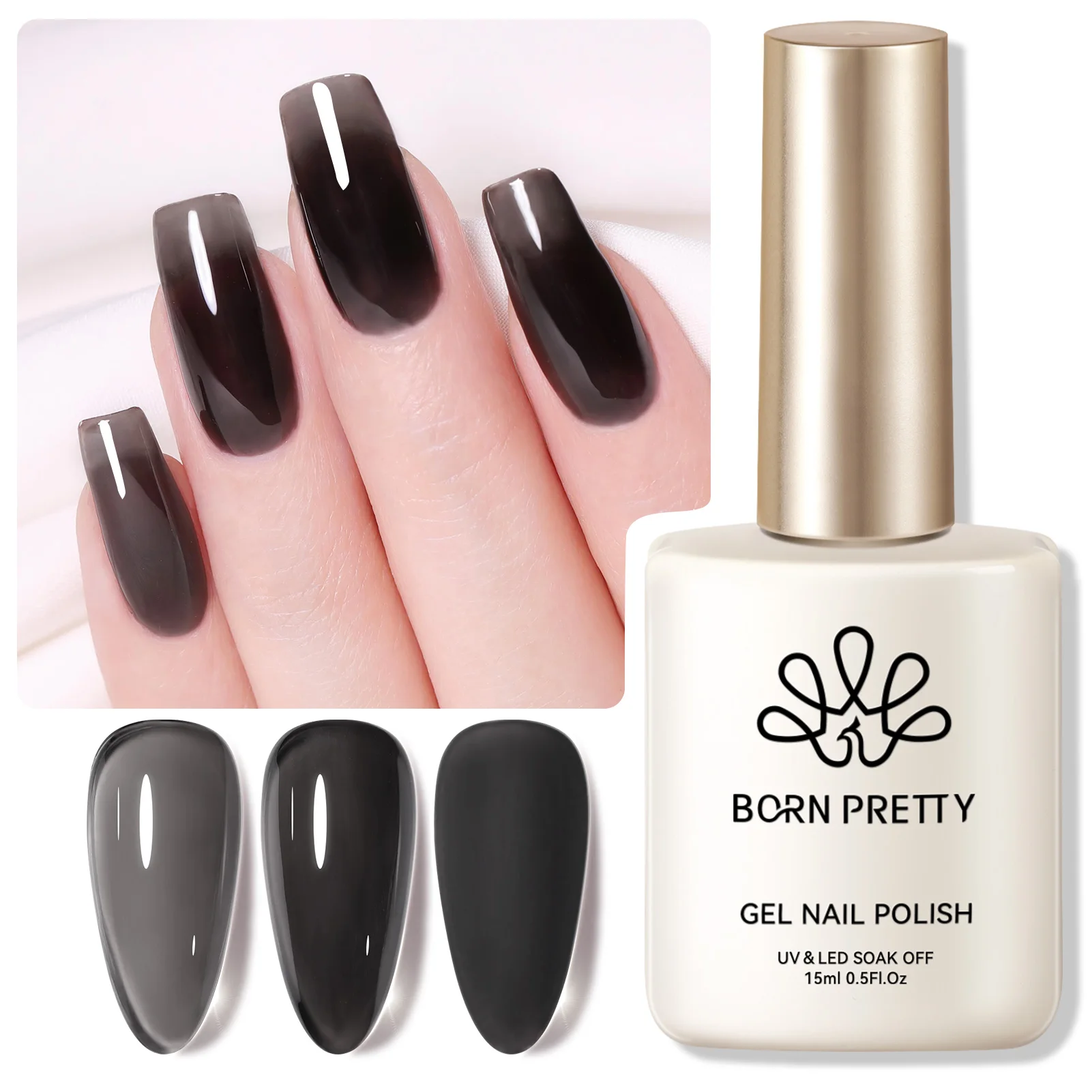 BORN PRETTY Hema-Free Gray Gel Nail Polish Jelly Milky White Peach Translucent Color Soak Off UV For Nail Art DIY Manicure