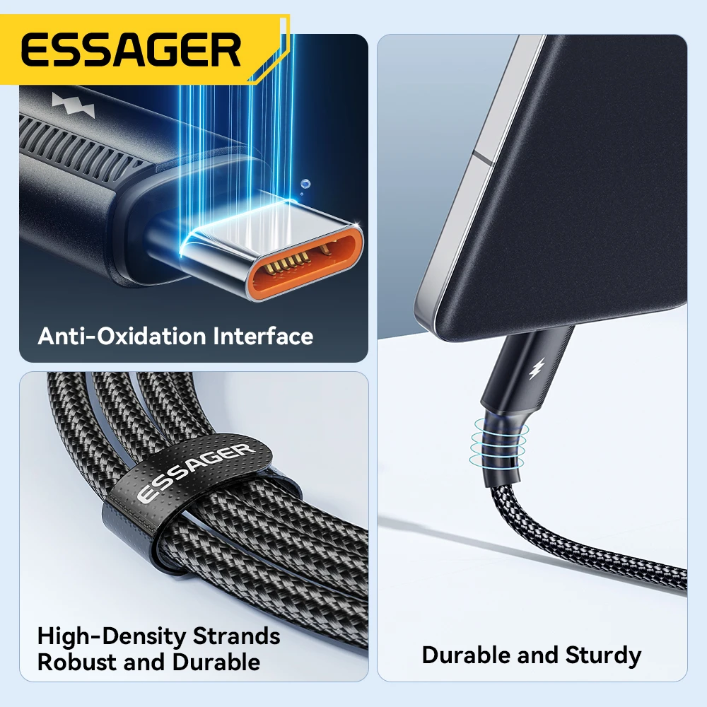 Essager 고속 충전 케이블, USB C타입 데이터 케이블, 샤오미 14 울트라, 화웨이, 삼성 원플러스용, 120W 6A