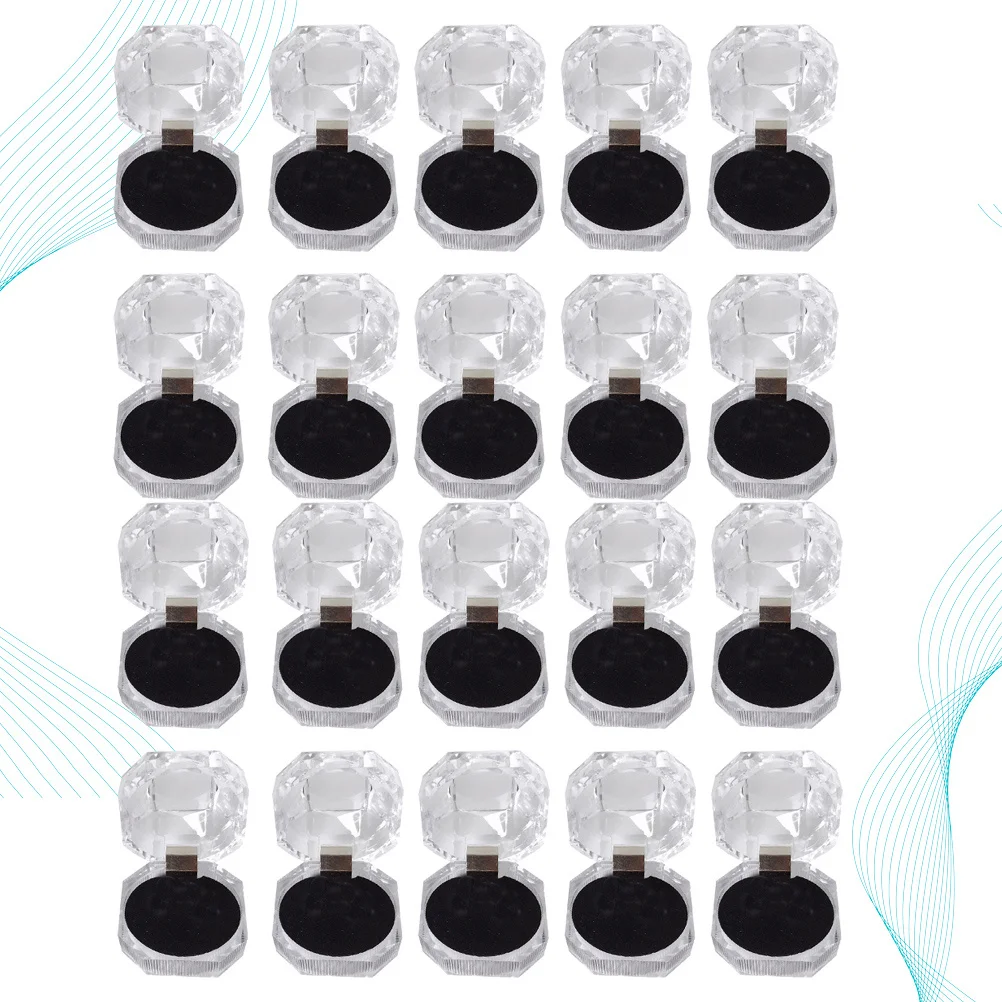 20 قطعة صندوق مجوهرات كريستال خواتم منظم حقيبة للتخزين للأقراط خواتم الخرز هدية التعبئة والتغليف حامل عرض القضية