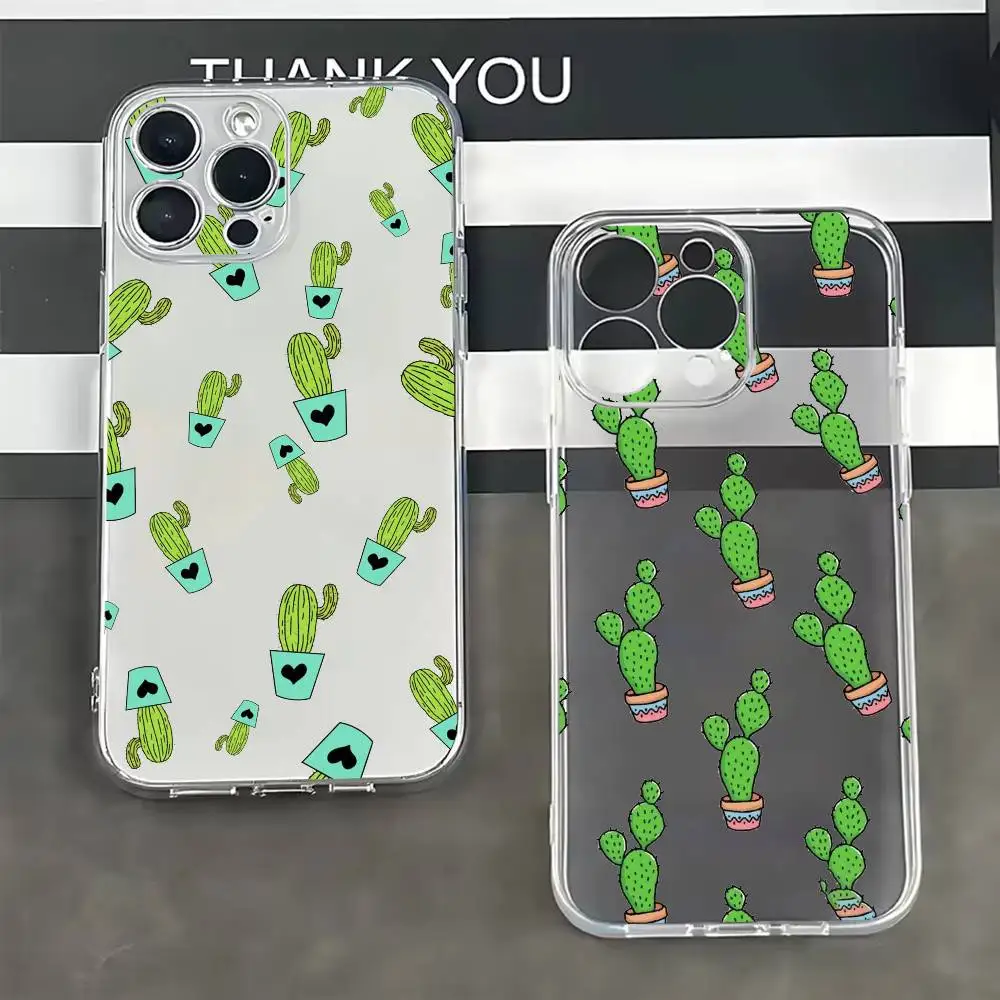 

Cactus Succulents plant Transparent Shockproof Phone Case For iPhone 17,16,15,14,13,12,11 Plus,Pro Max