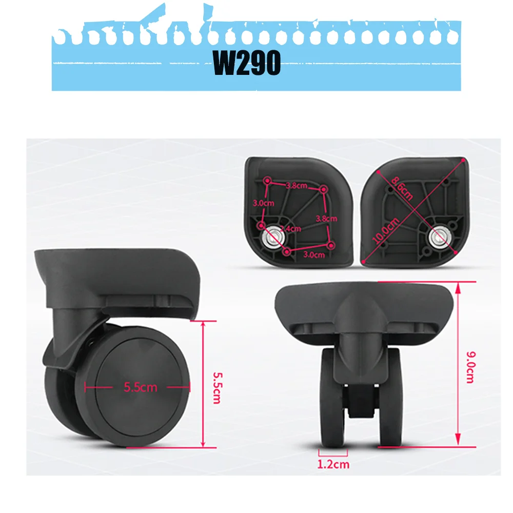 Silent Rubber Trolley Luggage Suitcase Travel Bag Wheel Replacement Durable Spinner Wheels For Luggage 360 Rotation