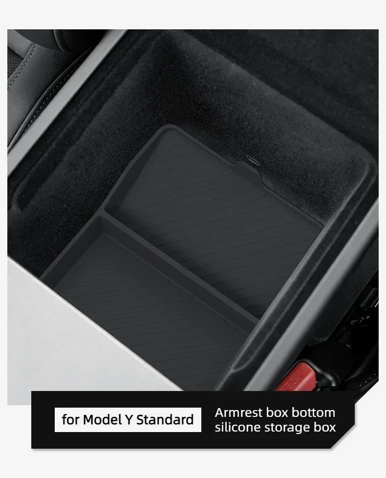 Für Tesla Model Y Standard RWD 2025 2026 Mittelkonsolen-Aufbewahrungsbox Armlehnenbox Ablage Schutzmatte Zubehör – Detail 11