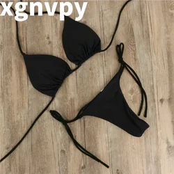 xgnvpy Swimsuit Women Sexy Bikini Set Push-up Padded Bra Thong Two-Piece Swimwear Beachwear Bathing Suit Stylish Femme