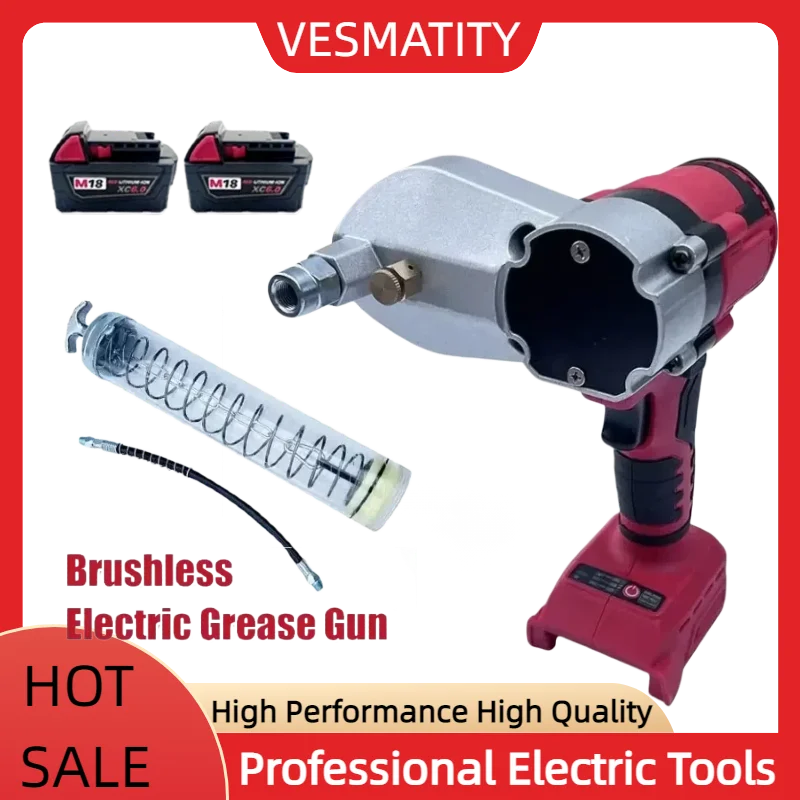 Cordless Electric Grease Gun High Pressure Lubricating Oil Injector Machine Grease Guns Fit Milwaukee  Battery