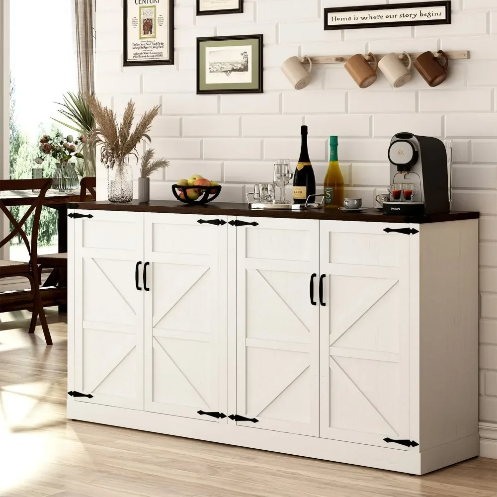 

Sideboard Buffet Cabinet with Storage - 65 Inch Farmhouse Kitchen Sideboard Cabinet , Wooden Coffee Bar Storage Cabinet