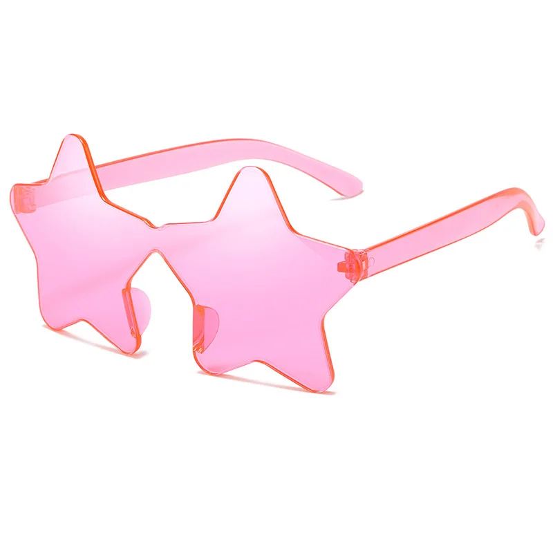 

Five pointed Star Sunglasses Thick Plate Frameless Personalized Colorful Ball Sunglasses Candy Color One Piece Mirror