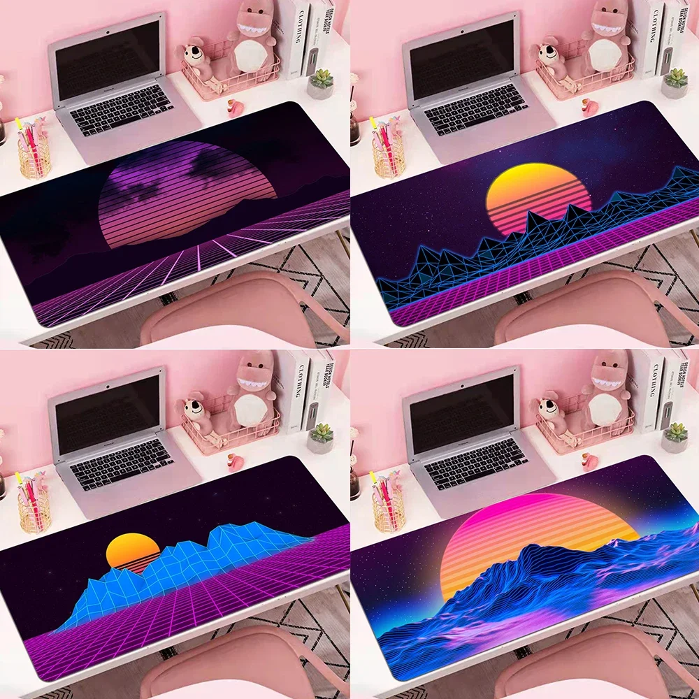 

Neon Retrowave Synthwave Art XXL Rubber Mousepad Gamer Gaming Mouse Desk Keyboard Mat Computer Laptop LOL Mausepad desk pad pink