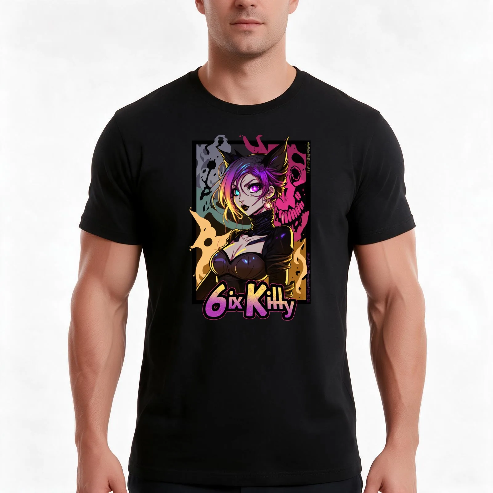 Dark Mistress T-Shirt, Summer Casual Cotton Tee, Oversized Streetwear Tops, Vintage Graphic Print, Loose Fit Short Sleeve