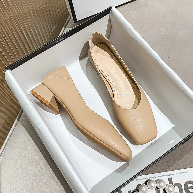 Women's shoes 2026 summer new coarse order shoes shallow mouth grandmother shoes women