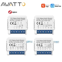 AVATTO ZigBee Tuya 1/2/3/4 Gang Mini interruptor inteligente DIY módulo de interruptores de luz Control bidireccional funciona con Alexa Alice Google Home