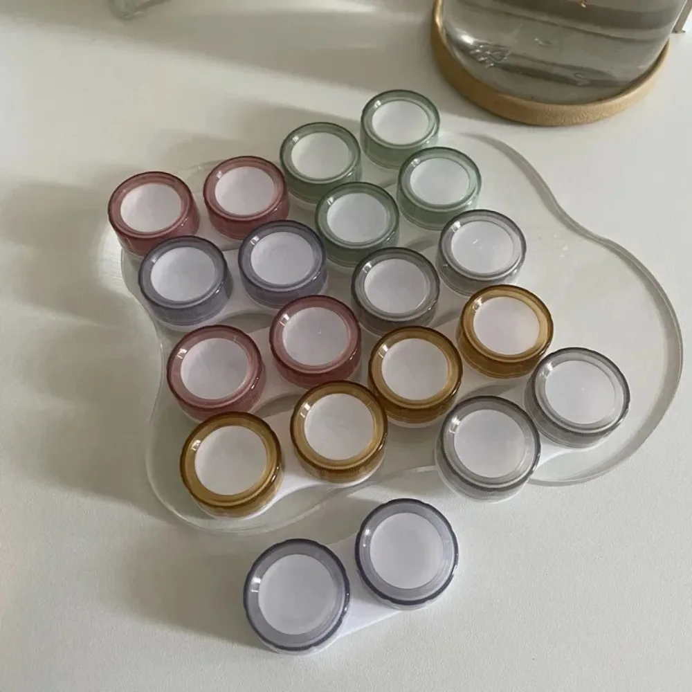 Simple Transparent Colored Contact Lenses Case for Eyes Contacts Travel Eyewear Holder for Women Girls Pink Green Accessories