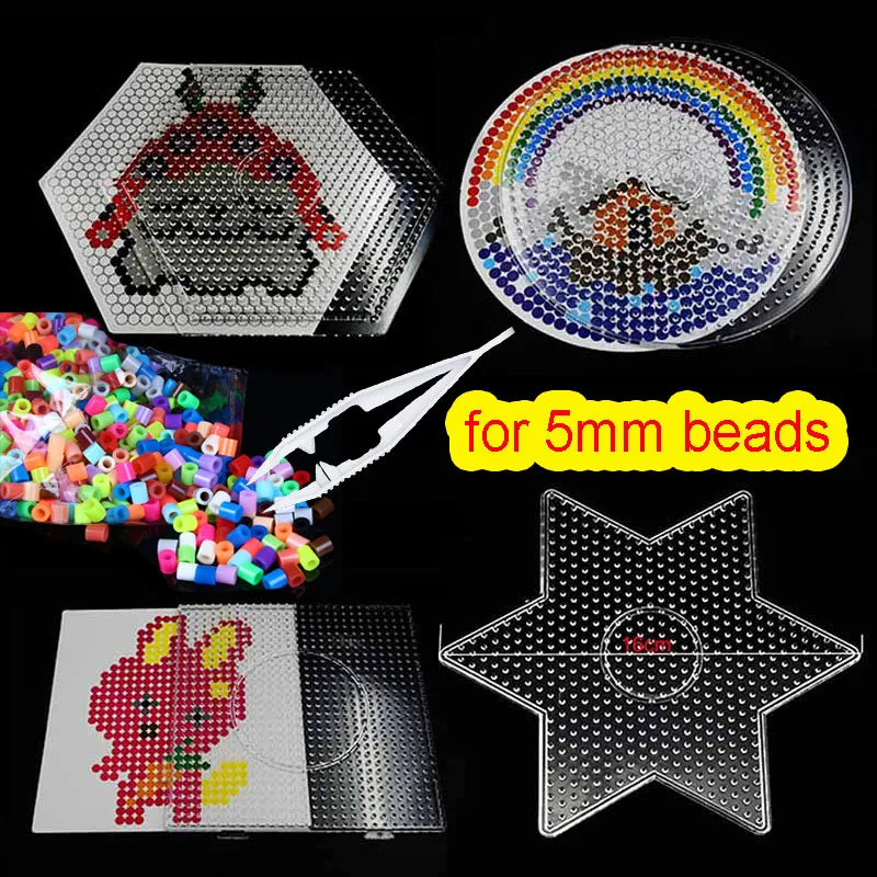 Big Hama Beads 5mm Square Round Templates Large Pegboards Board for Hama Fuse Beads Circle Puzzle Template for Educational Toys