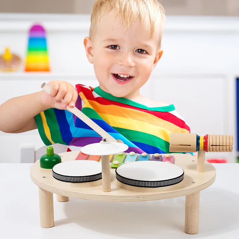 Juguetes de mesa musicales multifunción para bebés, instrumentos musicales de madera, juguetes para niños de 2 a 4 años, juguetes educativos para edades tempranas Montessori