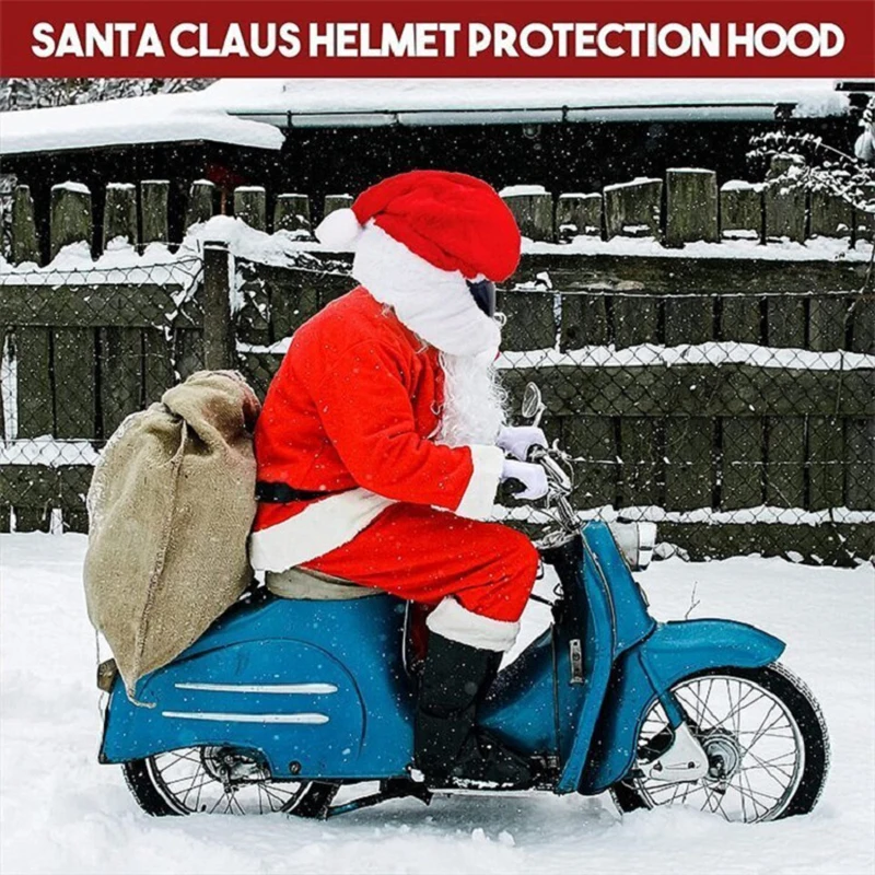 Creative Christmas Hat Santa Claus Styling Motorcycle Helmet Cover Plush Motorbike Helmets Decoration Moto Headwear Accessories