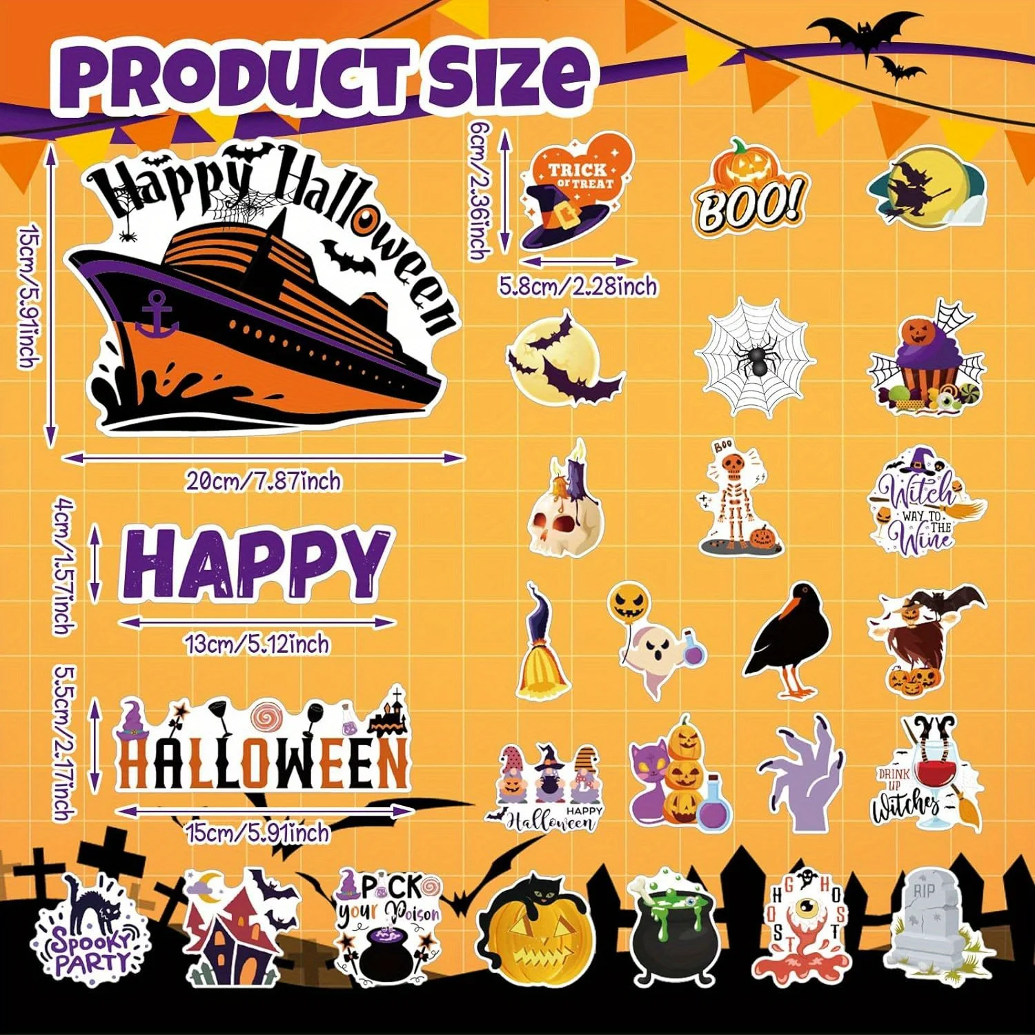 27 Pcs Halloween Cruise Door Magnets Decorations Funny Cruise Ship Door Magnets Magnetic Reusable Cruise Magnet for Halloween Ca