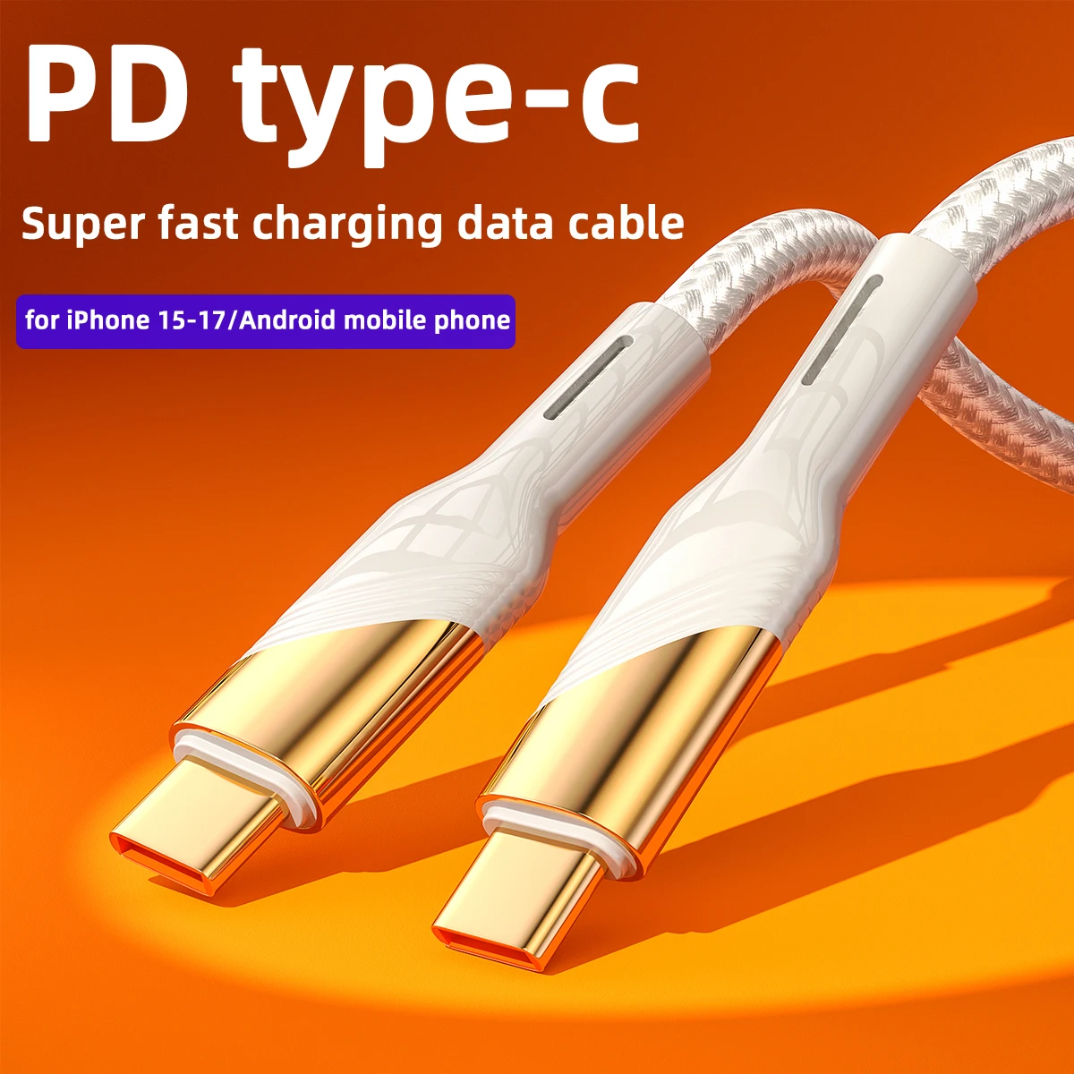 DP fast charging data cable - dual type-C charging USB to type-C mobile phone charging cable, 1/2 meter long