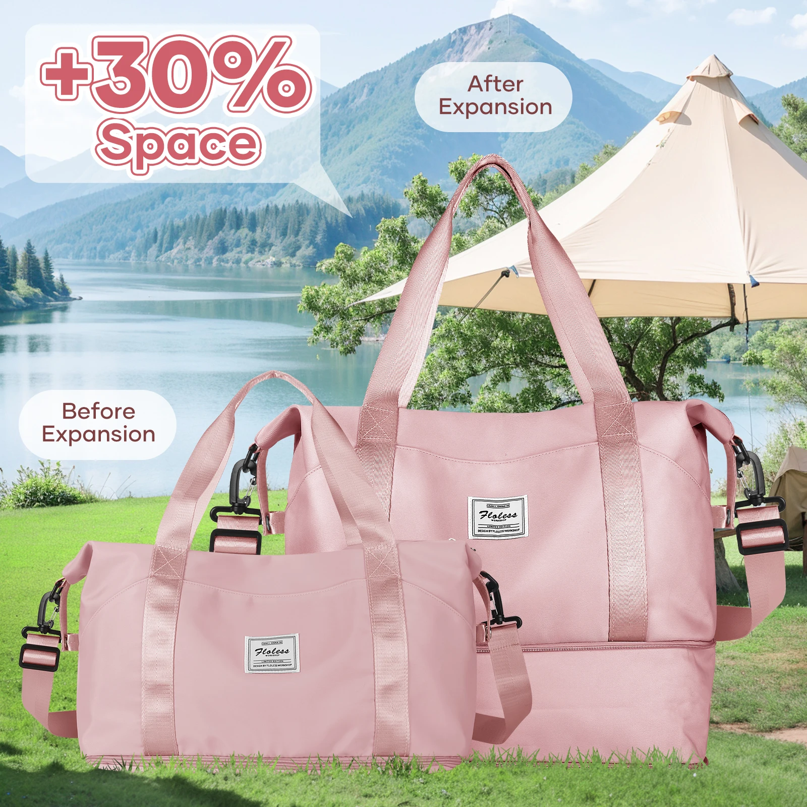 

Large Capacity Lightweight Women's Travel Overnight Bag Gym, Outdoor, Business Trips Travel Bag，Weekend Luggage Fitness Handbag