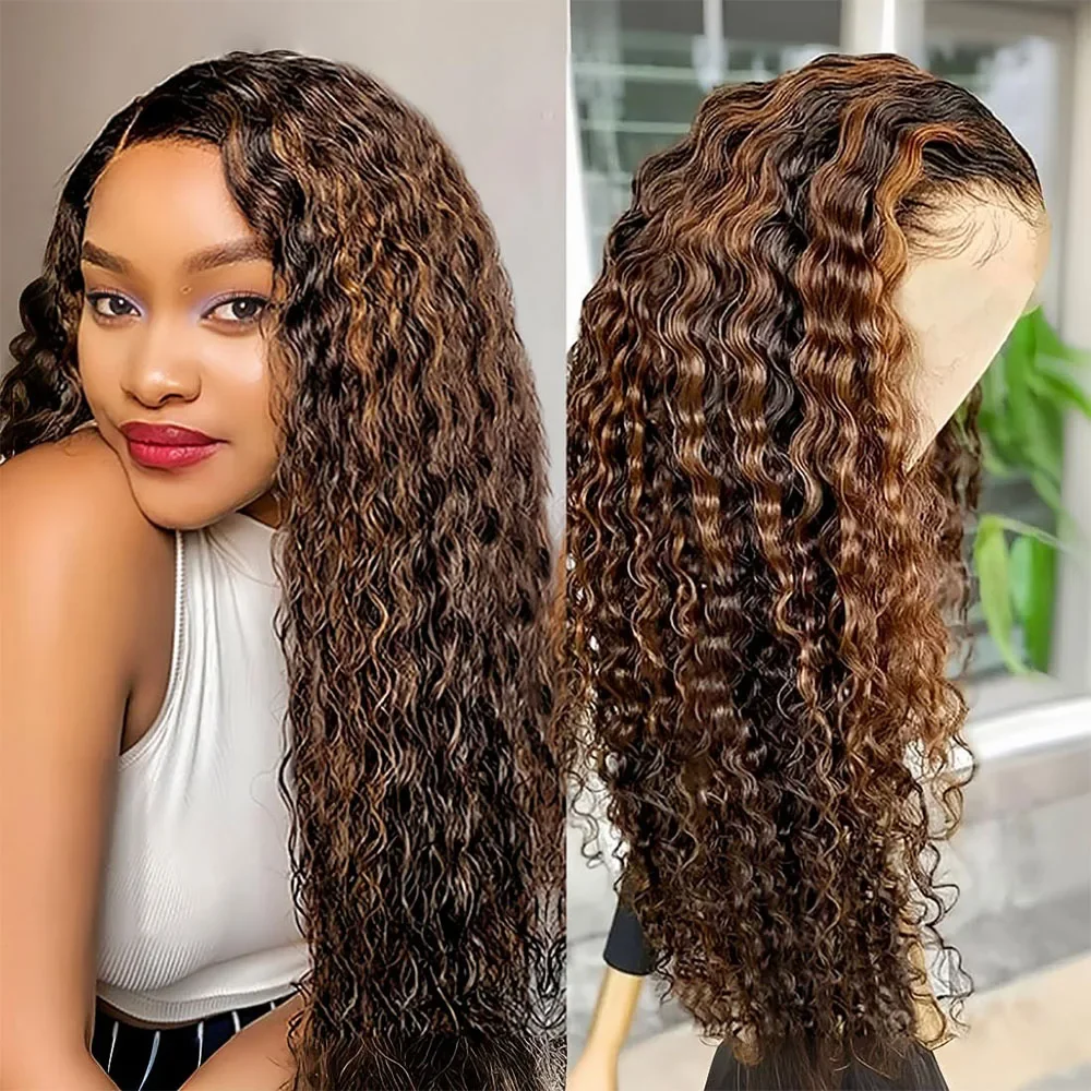 

Highlight Wig Human Hair Ombre Hd Lace Wig 13x6 Deep Curly Lace Frontal Human Hair Wig Бразильские 13x4 Water Wave Парики для женщин