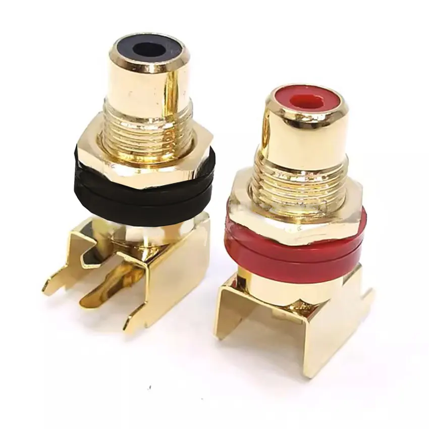 AV Socket  RCA Single-hole PCB Soldering Audio Video Female Connector Gold-plated Nickel-plated