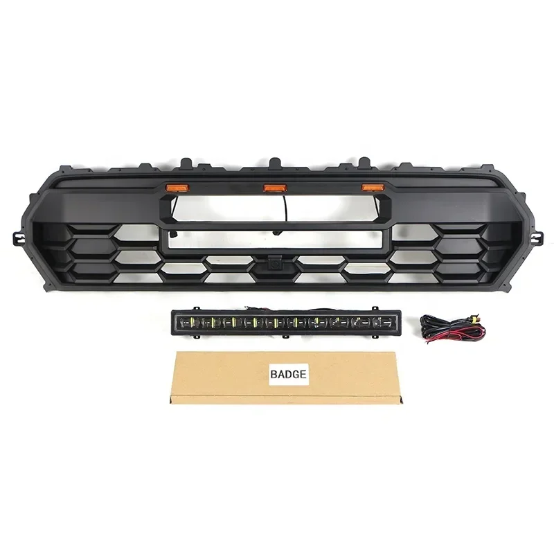 Off Road Auto Parts Other Exterior Accessories ABS Front Grille Car Radiator Grill With Amber Lights LED Bar Fit For Tacoma 2024