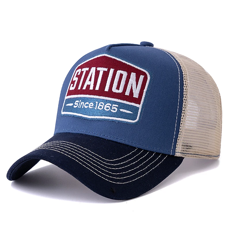 Heißer Verkauf Unisex Baseball Kappe Klassische STATION Brief Muster Mesh Cap Männer Und Frauen Atmungsaktive Streetwear Sommer Trucker Hut
