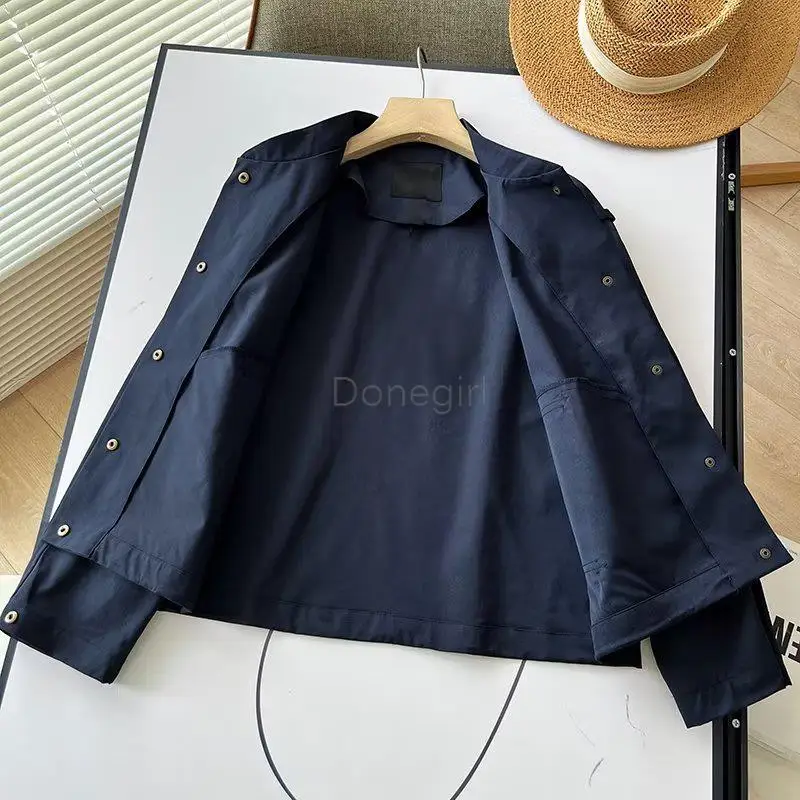 Donegirl แจ็คเก็ตผู้หญิงคอตั้ง, เสื้อแจ็คเก็ตหลวมกระดุมแถวเดียวเสื้อคลุม2023ฤดูใบไม้ร่วง