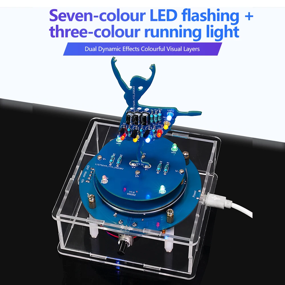 DIY Electronic Music box Rotating Ballet Girl Welding Practice kit LED Flowing Light Pendant Soldering Assemble Parts with Shell