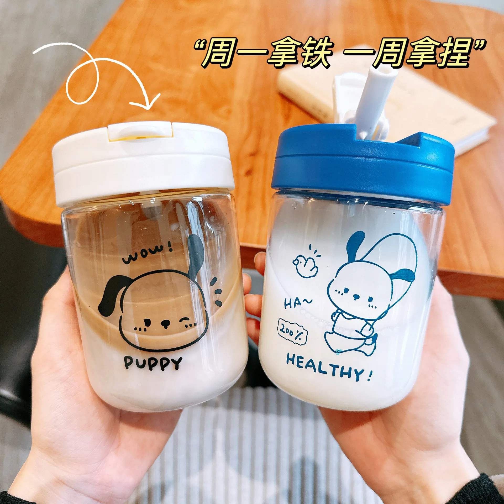 

Cute New Sanrio Pochacco Plastic Water Cup Student Girl Simple Hello Kitty Straw Cup Portable Mini Girl Water Bottle Gift