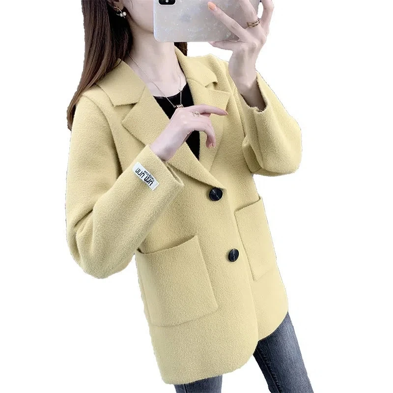 

Imitation Mink Sweater Coat Women's Nice New Loose Versatile Suit Collar Knitted Cardigan Women Jacket Wool Overcoat Female